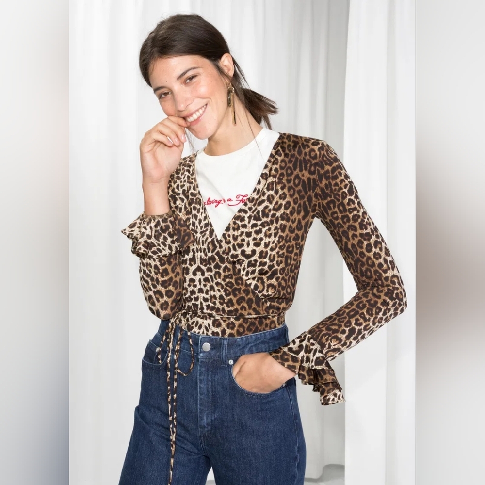 Trend Alert & Other Stories Leopard Print Wrap Top